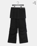 Mne layered pin tuck pleated wrap skirt skirt pants