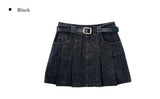 [Belt SET] Genji Belt Denim Pleated Skirt
