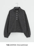 Petans Brushed High Neck Stripe Fleece Sweatshirt