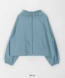 Nyuem Color Nylon Hood Crop Jumper