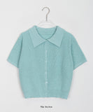 Litai Collar Crop Short Sleeve Cardigan