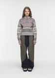 [2-WAY] RIBBON CROP Knit Zip-up