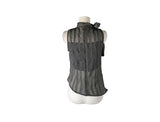 Peril See-through Ribbon Check Unbalance Blouse