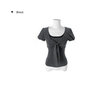 Asso Stripe Lace Puff Bolero Slim Short Sleeve T-Shirt