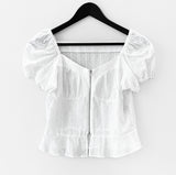 Porin lace puff blouse