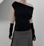 3-piece set Unbalanced hand warmer one-off tee