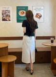 Nahen Round Neck Shirred Puff Blouse