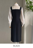 Robarue Shirred Collar Color Matching One Piece