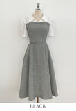 GN Seersucker Check Collar Puff One Piece (Belt Set)