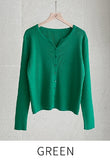 Army V Round Ribbed Knit Cardigan