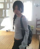 [Brushed] Hazen loose fit off-shoulder knit t-shirt