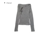 Kibe Ribbon Shirring Wool Tencel T-Shirt