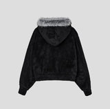 Fame Fleece Raccoon Fur Hooded Zip-Up