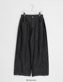 Maroon Side Button Wide Denim Pants