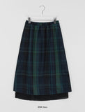 Notats banding check layered wool long skirt