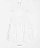 Mulkey Nylon Pocket Shirring String Layered Sleeveless Blouse