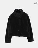 Harking High Neck Button Fleece Fur Loose Fit Jumper