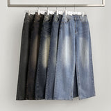4 Season Basic Wide-Fit Washed Denim Pants