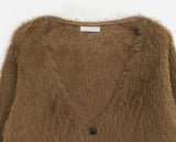 Laha Angora V-neck Fur Cardigan