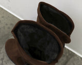 [Fur lining] Reveal vintage belt shirring suede 3cm middle boots