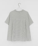 [BAONHAUS] Wickers Summer Seersucker Stripe Short Sleeve Shirt