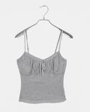 Sera Shirring Lace Ribbon Crop Long Sleeve Sleeveless Cardigan Set