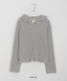 Lofem stripe ribbed hood cardigan