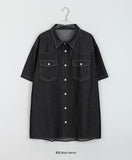 [unisex] Hellny Pocket Denim Over Short Sleeve Shirt