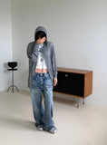 TWISTED KNIT HOOD ZIP-UP