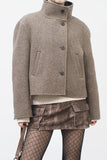 Mean high neck wool handmade short coat