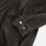 Pond cut washing two-way leather jacket