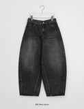 [unisex] Crion Washed Denim Banding Balloon Wide Pants