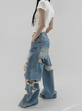 Philip Damage Wide Denim