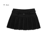 Krang Wool Pleated Mini Belt Skirt