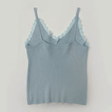 Lace Sleeveless Wrinkle Loose Fit Shirt Scrunchie Three-Piece Set