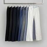 Color Raw Cotton Denim Slim Semi Bootcut Pants