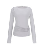 [mnem] Ring Panel Boat Neck Top