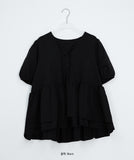 Pombo Tiered Frill Over Fit Short Sleeve Puff Blouse