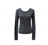 Kuri Color Matching Strap Layered Bustier Long Sleeve Set