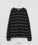 [unisex] Keben Stripe Over Knit Hood Zip-Up