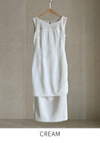 Morian Notch Shirring Span Sleeveless One Piece