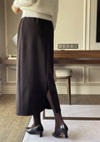 Litten brushed banding H-line slit long skirt