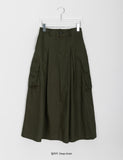 Woosen Cotton Pleated Cargo Long Skirt