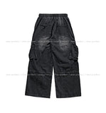 Hard vintage washed cargo denim pants