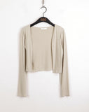 [SET] Throw Shirring Sleeveless Long Sleeve Cardigan Set