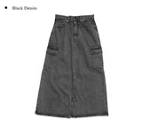 Posh black blue cargo long skirt