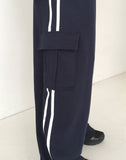 Pict Track Color Matching Cargo Pocket Pile Sweatpants
