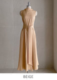 Cheline high neck sleeveless strap long one piece