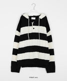 [unisex] Araki Stripe Cable Hood Warmer Knit