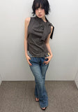 STRAP CHECK SLEEVELESS SHIRT